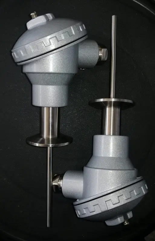Termoresistencias RTD PT 100 con cabezote de protección GAL y conexión Clamp